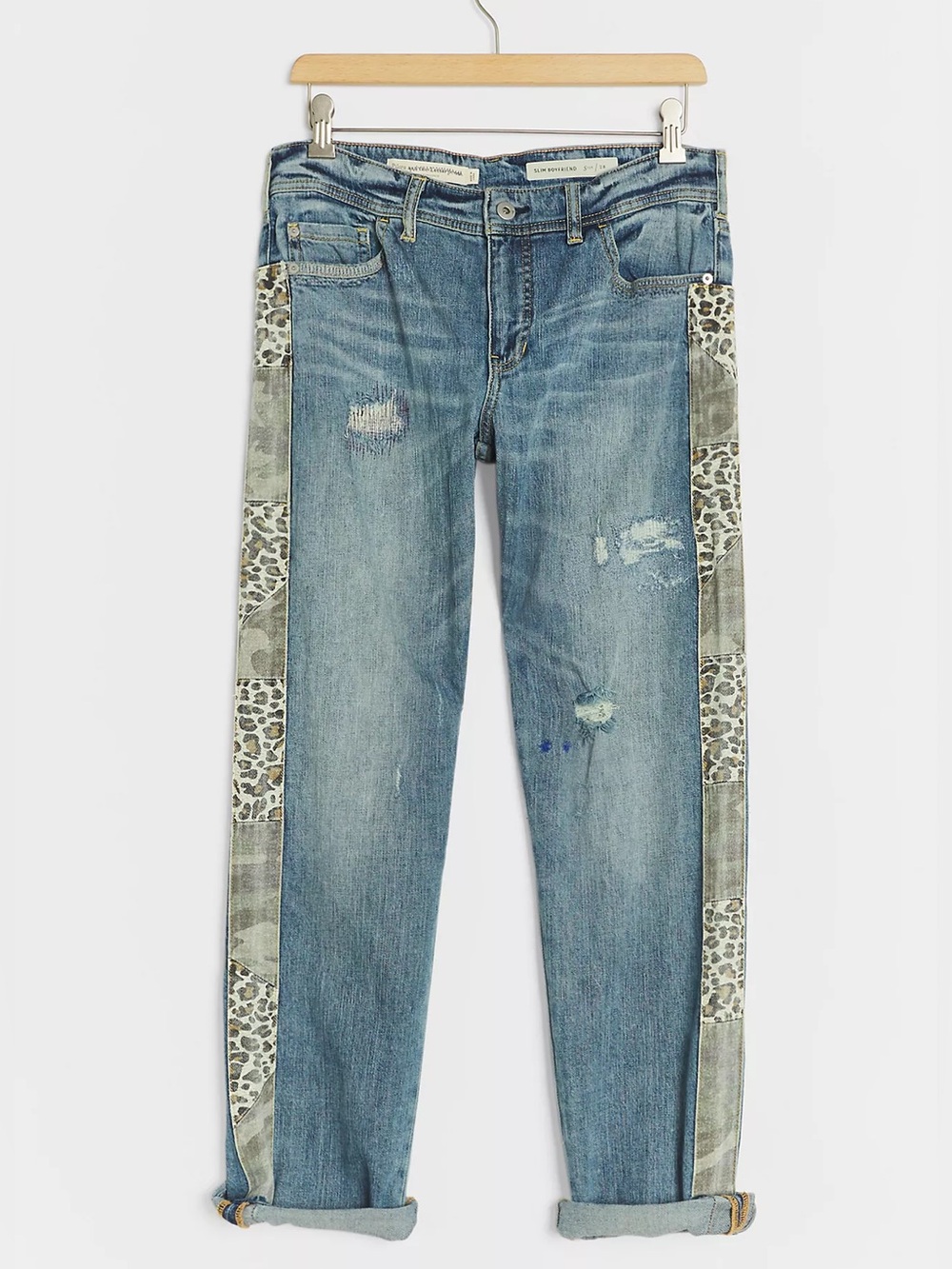 Pilcro Anthropologie The Slim Boyfriend Crop Patchwork Jeans